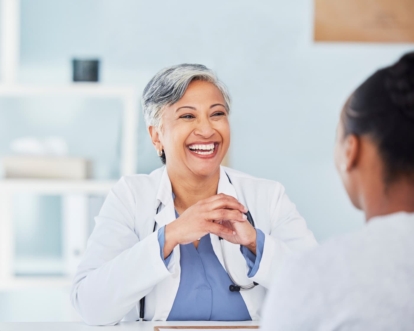Bookmark Medical provider smiling with a colleague